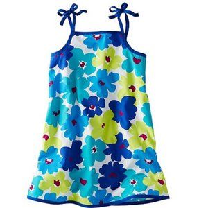 NEW Hanna Andersson Floral Perfect Poplin Sundress Dress 130 (8) Cotton NWT Aqua